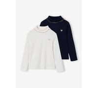 Lot de 2 sous-pulls en côtes fille écru 12A