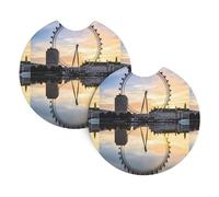 Lot de 2 sous-verres de voiture AEKGOHP London Eye Printing Inodores pour tous les porte-gobelets standard, parfaits pour les voitures, camions, SUV - 6,9 cm