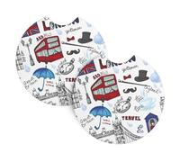 Lot de 2 sous-verres de voiture AEKGOHP London - Inodores - Pour tous les porte-gobelets standard, parfaits pour les voitures, camions, SUV - 6,9 cm