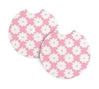 Lot de 2 sous-verres de voiture BROLEO Camélia - Inodore - Pour tous les porte-gobelets standard, parfaits pour les voitures, camions, SUV - 6,9 cm