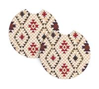 Lot de 2 sous-verres de voiture BROLEO géométriques imprimés vectoriels inodores pour tous les porte-gobelets standard, parfaits pour les voitures, camions, SUV - 6,9 cm