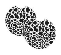 Lot de 2 sous-verres de voiture BROLEO imprimés en fourrure de vache inodores pour tous les porte-gobelets standard, parfaits pour les voitures, camions, SUV - 6,9 cm