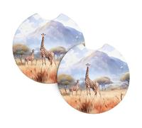 Lot de 2 sous-verres de voiture imprimés girafe africaine pour décoration d'intérieur, 6,9 cm de diamètre