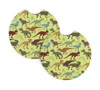 Lot de 2 sous-verres de voiture sans odeur avec impression de dinosaures AEKGOHP pour tous les porte-gobelets standard, parfaits pour les voitures, camions, SUV - 6,9 cm