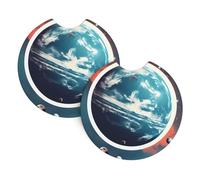 Lot de 2 sous-verres universels pour voiture Motif planète spatiale Terre