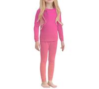 Lot de 2 sous-vêtements thermiques pour enfants, filles, pantalon long fin, haut et bas à manches longues, couche de base pour le ski, le patinage, ensemble de vêtements d'hiver, a rose, 7-8 ans