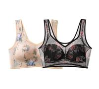 Lot de 2 Soutien-Gorge Confort rafraîchissant en Dentelle de Soie glacée, Soutien-Gorge Anti-affaissement sans Armatures, Soutien-Gorge Push-up sans Couture pour Femmes
