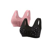 Lot de 2 Soutien Gorge Femme sans Armature Ouvert Devant BH Soutien-Gorge Grande Taille Fitness Brassière Larges Bretelles Push-Up Bra Coton Confortable Chic Et Élégant Respirante sous-Vêtements