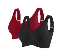 Lot de 2 Soutien Gorge sans Armature Col en V Anti-affaissement Push Up Brassière de Sport Invisible et Respirante Bretelles Réglables Brassière Confort Quotidien Classique Bra