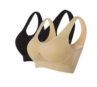 Lot De 2 Soutien Gorge sans Armature pour Femmes Push Up Anti-Affaissement Brassière Femme Sport Respirante Soutien-Gorge Doux et Confortable 2Pc Sports Lingerie Yoga Casual Bra