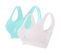 Lot De 2 Soutien Gorge sans Armature pour Femmes Push Up Anti-Affaissement Brassière Femme Sport Respirante Soutien-Gorge Grande Taille 2Pc Sports Lingerie Yoga Casual Bra