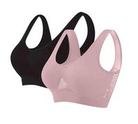 Lot De 2 Soutien Gorge sans Armature pour Femmes Push Up Anti-Affaissement Brassière Femme Sport Respirante Soutien-Gorge Grande Taille 2Pc Sports Lingerie Yoga Casual Bra