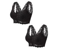Lot De 2 Soutiens-gorge De Mastectomie À Fermeture Frontale For Femmes Couverture Complète Poches Post-opératoires Haut De Soutien-gorge Quotidien Avec Coussinets Amovibles(Black+Black,XL/X-Large)