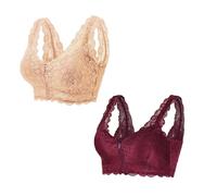 Lot De 2 Soutiens-gorge De Mastectomie À Fermeture Frontale For Femmes Couverture Complète Poches Post-opératoires Haut De Soutien-gorge Quotidien Avec Coussinets Amovibles(Nude+Purple,XXXL/XXX-Large)