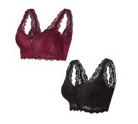 Lot De 2 Soutiens-gorge De Mastectomie À Fermeture Frontale For Femmes Couverture Complète Poches Post-opératoires Haut De Soutien-gorge Quotidien Avec Coussinets Amovibles(Black+Purple,XXXL/XXX-Large