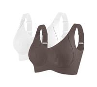 Lot de 2 soutiens-gorge de sport pour femme, sans fil, confortables, côtelés, réglables, rembourrés, sous-vêtements respirants et extensibles pour entraînement à fort impact, yoga, E, 4X-Large