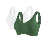 Lot de 2 soutiens-gorge de sport pour femme, sans fil, confortables, côtelés, réglables, rembourrés, sous-vêtements respirants et extensibles pour entraînement à fort impact, yoga, H, XXX-Large