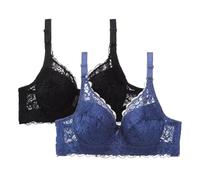 Lot de 2 Soutiens-Gorge Femme Soutien Gorge avec Armature Soutien Gorge Push Up Sexy Brassiere sous Vetements Feminins Comfit Brassière Anti Affaissement Bralette Mes Commandes Bleu XL 2025
