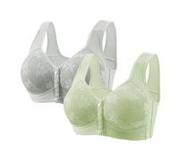 Lot de 2 Soutiens-Gorge Femme Soutien Gorge sans Armature Brassière Fermeture Devant sous Vetements Feminins Push Up Brassiere Comfit Bralette Respirant Bra Top 2025 Mes Commandes Passées Rose XXL