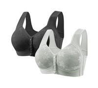 Lot de 2 Soutiens-Gorge Femme Soutien Gorge sans Armature Brassière Fermeture Devant sous Vetements Feminins Push Up Brassiere Bralette Bra Top 2025 Mes Commandes en Cours de Livraison Beige 3XL