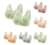 Lot de 2 Soutiens-Gorge Femme Soutien Gorge sans Armature Brassière Fermeture Devant sous Vetements Feminins Push Up Brassiere Comfit Bralette Respirant Bra Top 2025 Mon Compte Vert S