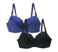 Lot de 2 soutiens-gorge push-up pour femme avec armatures - Grandes tailles - Bralette avec bretelles réglables - Ensemble de sous-vêtements doux et rembourrés - Maintien solide - Pour le quotidien et