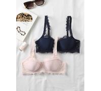 lot de 2 soutiens-gorges en dentelle marine/rose 90D