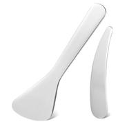 Lot de 2 spatules cosmétiques en acier inoxydable - Réutilisables - Mini spatules courbées - Mini spatule cosmétique - Mini spatule argentée pour masque, crème hydratante, lotion, crème