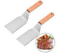 Lot de 2 spatules de barbecue, spatule rectangulaire en acier inoxydable, avec poignée résistante à la chaleur, spatule de cuisine pour soulever et tourner hamburger, pizza, steaks, barbecue, oeufs