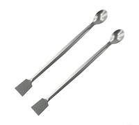 Lot de 2 spatules de laboratoire à double extrémité en acier inoxydable et cuillère d'échantillonnage, outil micro-pelle de 20 cm pour transfert de granulés de poudre en laboratoire