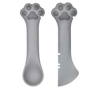 Lot de 2 spatules de nourriture pour chien et chat, ouvre-boîtes mignonnes pour chien et chat, petite spatule en silicone, cuillère à friandises pour animaux domestiques, gris