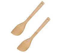 Lot de 2 spatules en bois de bambou pour la cuisine, le wok, la spatule, le sauté, les ustensiles de cuisine en bambou naturel, 30,5 cm
