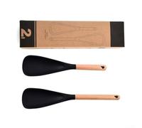 Lot de 2 spatules en silicone avec intégration transparente entre la tête et la poignée pour une durabilité accrue et un processus de nettoyage simplifié (noir)
