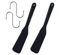 Lot de 2 spatules en silicone, non adhésives, résistantes à la chaleur, pour poissons, pancakes, œufs, pizza, steak, sans BPA (noir)