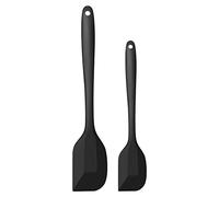 Lot de 2 spatules en silicone résistant à la chaleur de qualité alimentaire, antiadhésives, ustensiles de cuisine pour la cuisine, la pâtisserie et le mélange, noir