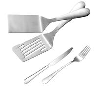 Lot de 2 spatules pour barbecue en acier inoxydable - Spatule pour barbecue - Avec 2 couverts en acier inoxydable - Spatule de service en acier inoxydable - Spatule à fente