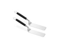 Weber 3400424 Lot de 2 spatules pour plaques de Cuisson en Acier Inoxydable avec Bord Avant biseauté pour Glisser Facilement sous Les Aliments Argenté/Noir