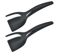 Lot de 2 Spatules Réversibles Antiadhésives - Ustensiles de Cuisine 2 en 1 pour Toasts et Œufs (Noir)