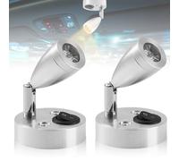 Lot de 2 spots de lecture LED 12 V - Pour camping-car, caravane, camping-car - Éclairage intérieur avec interrupteur réglable - 3 W - Blanc chaud - 3200 K - Pour camping-car, caravane, bateau