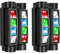 Lot de 2 spots effet Beam Spider Beam 83 Gunner Smoke avec LED RGBW et contrôle DMX - Lumière de fête Lumière flash d'araignée Projecteur de son automatique pour bar, club, discothèques, fêtes, DJ et
