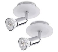 Lot de 2 Spots Encastrés Muraux/Plafond, Orientables Et Réglables, Pour Cuisine, Salon Et Chambre, En Métal Chromé./Lumière Chaude