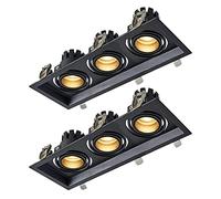 Lot de 2 Spots encastrés pivotants à 3 têtes, Noirs, sans Ampoule, rectangulaires, LED 15 W/21 W/30 W, sans Stroboscope, 3 x 7 W - 4 000 K