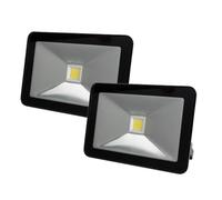 Lot de 2 spots LED 20 W 18 x 13 cm avec support de fixation, design plat 3,5 cm, IP65