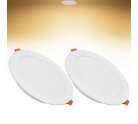 Lot de 2 spots LED encastrables de plafond 12 W, blanc chaud 3000 K, panneau lumineux ultra fin, diamètre de 110 à 130 mm, AC110-240 V pour salon, bureau