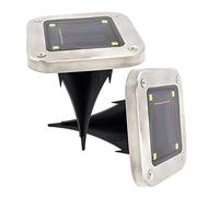 Lot de 2 spots solaires carrés inox encastrable ou à piquer LED blanc DECKY SQUARE 10x10cm