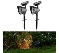 Lot de 2 spots solaires résistants aux intempéries pour jardin et extérieur, angle réglable, charge rapide via panneau polycristallin, lumières en plastique noir de 31 cm