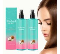 Lot de 2 sprays au sel de mer pour texturer les cheveux - Spray d'eau salée au parfum de noix de coco pour cheveux bouclés volumineux et ondulés - Brume hydratante sans rinçage - Pour femmes et hommes