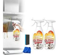 Lot de 2 sprays de nettoyage anti-taches d'huile - Nettoyant mousse dégraissant de cuisine haute performance - Multi-usage - Pour cuisinière, barbecue et hotte aspirante