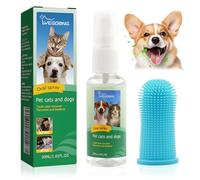 Lot de 2 sprays dentaires pour chiens et chats, brosse à dents pour chiens et chats, kit de nettoyage des dents pour animaux de compagnie, spray dentaire pour chats, détartreur pour chien et chat,