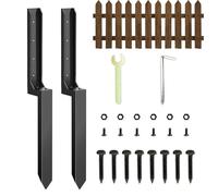 Lot de 2 stabilisateurs de poteaux de clôture en métal épais | Support de réparation solide, piquet, stabilisateur de poteau pour fixation rapide inclinée, poteaux en bois cassé